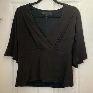 White House Black Market Black V-Neck Blouse